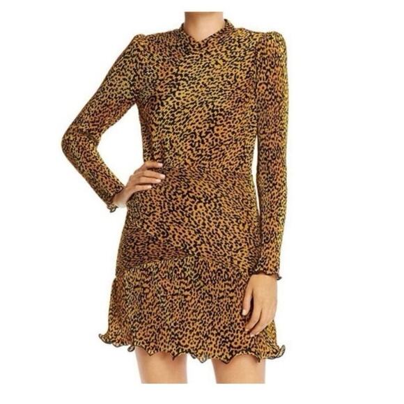 Revolve / Saylor Tovah Pleated Leopard Plissé Open Back Mini Dress - Small - Picture 2 of 11